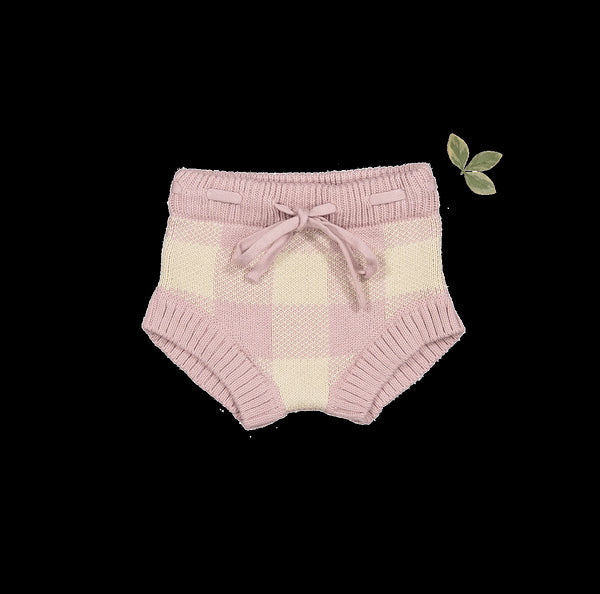 the-gingham-knit-bloomer-mauve Lovely Littles - Sophia's StyleKnit Bloomer-1